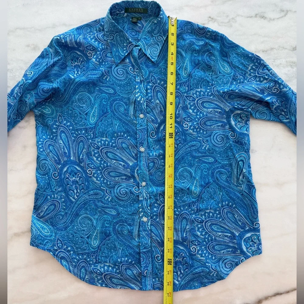 Lauren Ralph Lauren Paisley Button Down Shirt Size L - Picture 13 of 14